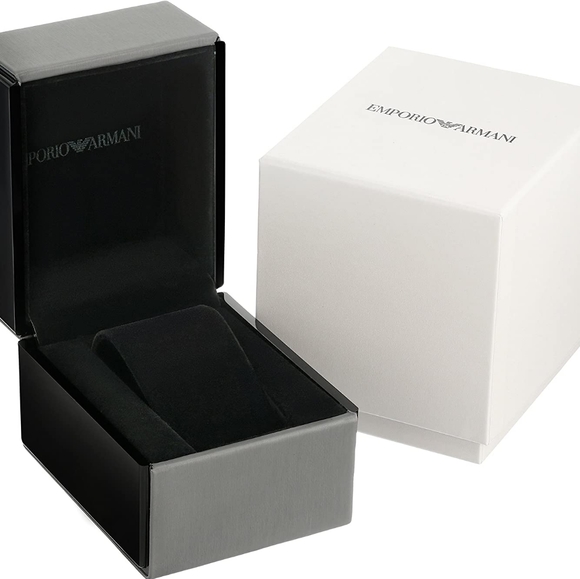 Emporio Armani Zeta AR11034 White Dial Gold Tone Bezel Metal Bracelet Mens Watch - Picture 15 of 15